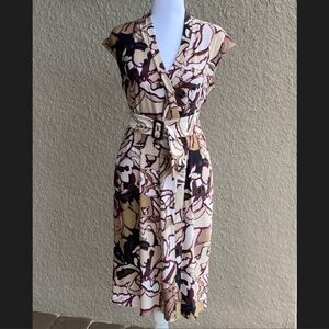 Dana Buchman Faux Wrap Belted Dress Sz S